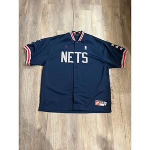 Vintage Nike Team Mens XXL NBA Jacket New Jersey Nets 80 Warm-Up Button Up Snaps